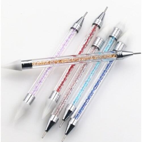 Double head nail pen crystal beads handle rhinestone earrings pick crayon manicure nail tool diamond painting tools