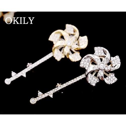 Elegant Micro AAA Cubic Zirconia Flower Brooches Rotatable Windmill Brooch Pins for Women CZ Crystal Broches Woman New Year Gift