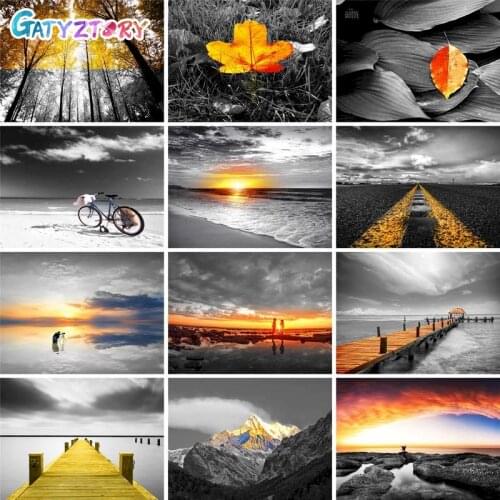 GATYZTORY DIY Pictures By Number Landscape Kits Painting By Numbers House Drawing On Canvas Hand Painted Paintings Home Decor Gi