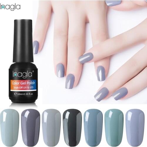 Inagla DIY Nail Art Decoration 10ml Grey Series Nail Gel Polish 12 Pure Colors Base Top Coat Manicure Varnish