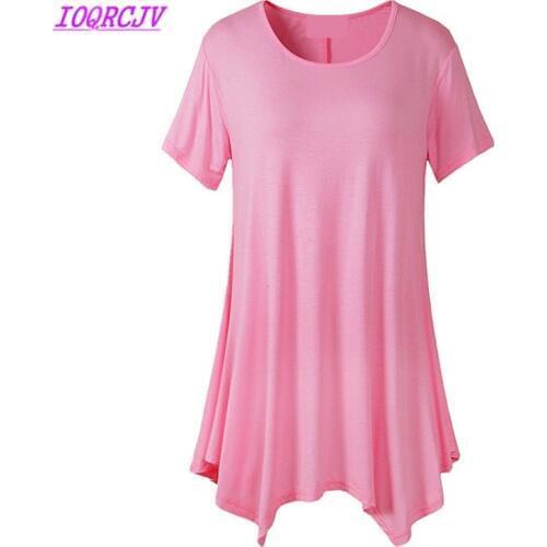Summer Womens T-shirt Bottom shirt Fashion Solid color Short sleeve Tees Tops Plus size Loose Pullover Casual Tops IOQRCJV H172