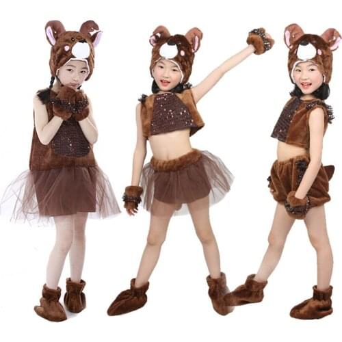 Halloween Cosplay Fawn 2pcs Sets Age For 3 - 14 Years Baby Girls Boy Carnival Party Stage Show Children Clothes 2021 Fall Winter
