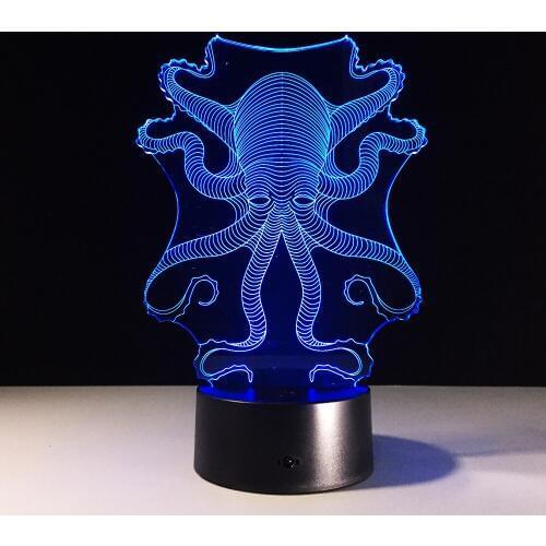 Lovely Octopus 3D Lamp Novelty 7 Color Changing Led Night Lights Animal 3D Desk Table Lamp Baby sleep lamp as Home Decoration
