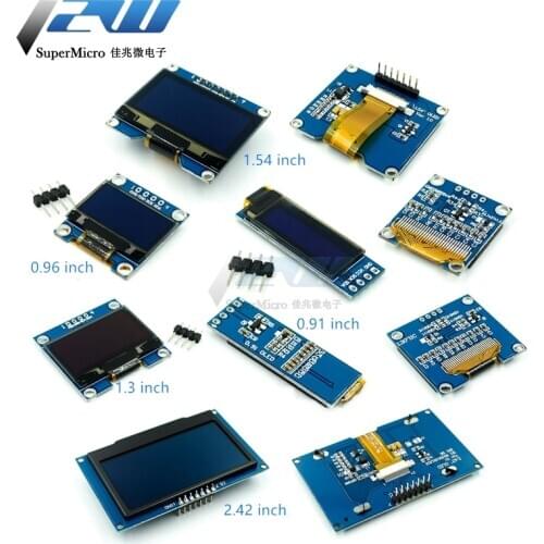 128X64 OLED LCD LED Display Module White Blue Color For Arduino 0.91/0.96/1.3/1.54/2.42 I2C IIC Serial New Original With Case