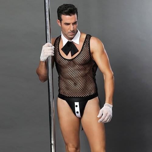 Mens Sexy Manservant Waiter uniform Lingerie Set Role Play Cosplay Uniform Pole Dance Costume Outfit
