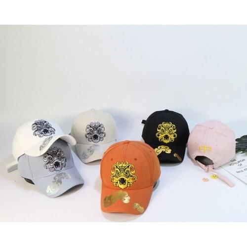 2020 New Chinese Style National Treasure Lion Dance Evil Spirits Good Luck Embroidery Baseball Cap Outdoor Shade Sports Cap