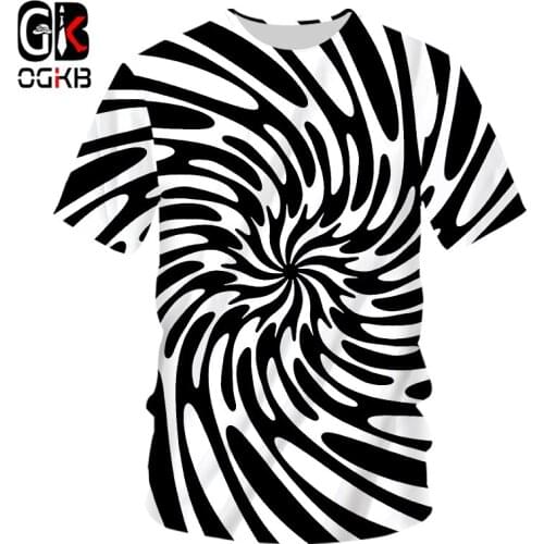 OGKB Summer Tops Men Casual Tshirt Zebra Print Black White Stripes 3D T-shirt Hiphop Short Sleeve O Neck Tee Shirts Dropshipping