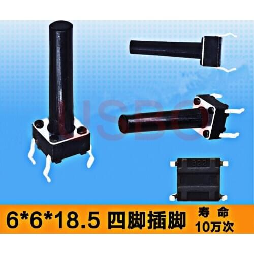Wholesale Vertical 6*6*18.5MM Touch switch 4 pin micro button switch Brass legs Light Switches