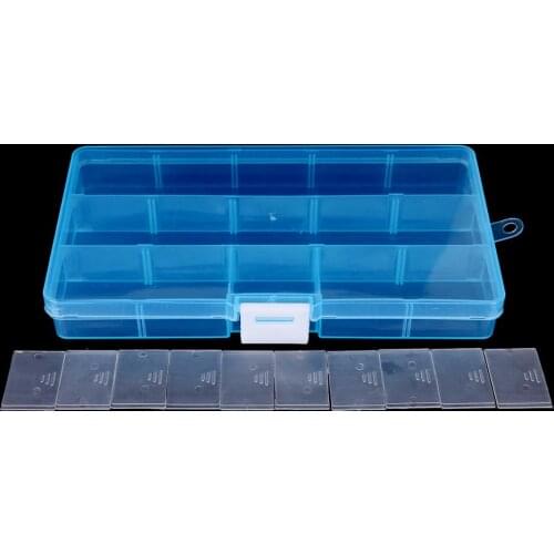 15 Slot Plastic Adjustable Transparent Jewelry Ring Earrings Box Case Portable Organizer Storage Box Jewelry Package