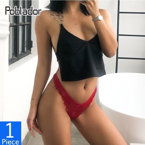 Poblador Sexy Womens Lace Panties G-String With Bow Solid Female Briefs Low Waist Comfort Lady Underwear Seamless Thongs
