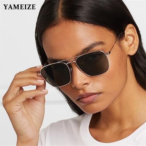 YAMEIZE Classic Pilot Sunglasses Women Men Sun Glasses Luxury Retro Flat Top Sunglasses Metal Frame Eyewear Oculos De Sol UV400