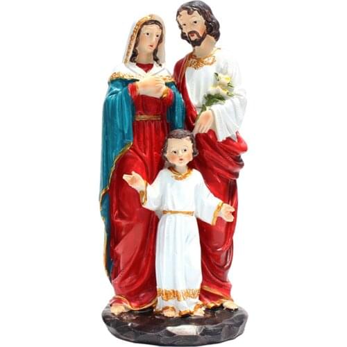 Resin Holy Family Figure Handpainted Sculptures Countertops Decoration