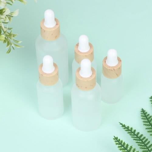 1pc Refillable Empty Dropper Bottle Clear Essential Oil Glass Aromatherapy Liquid Wood Grain Drop For Massage Pipette Bottles