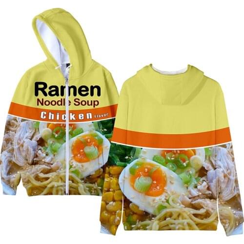 Japan Ramen Noodle Soup 3d Hoody Men Women Zipper Hoodies Jackets Tops Sport Hip Hop Long Sleeve Boy Girl Hooded Sweatshirts 4XL