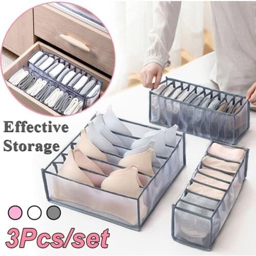 Closet Drawer Organizer Underwear Storage Box Drawer Wardrobe Divider Bra Socks Organizer Case with 6/7/11 Compartment Split Box