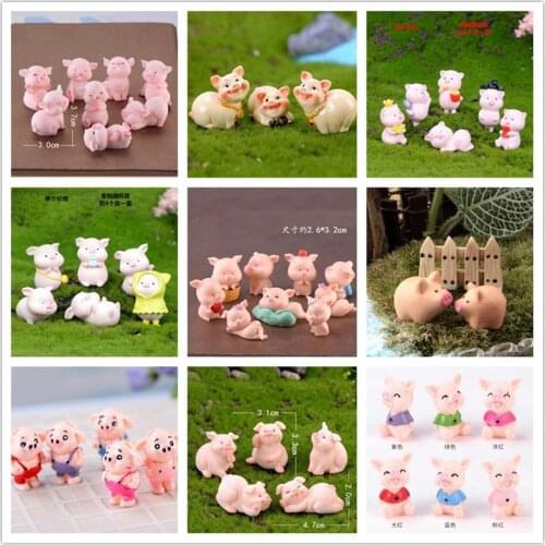 1pcs Miniature mini Cute pig garden figurines fairy house garden home office desk decoration modern accessories resin miniatures