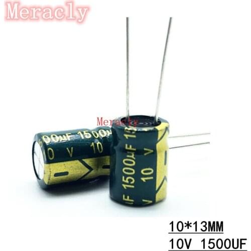 10pcs 10V 1500UF Wholesale aluminum electrolytic capacitors 20% high frequency and low resistance, good quality