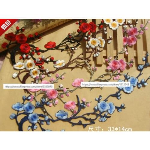 10 Piece/ lot Clothes diy accessories lace fabric patch embroidery material multicolor chimonanthus flower cheongsam applique