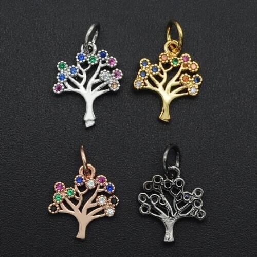 16x11mm 100% CZ Zircon DIY Jewelry Tree Of Life Charm Pendant Wholesale Jewellwery Finding Supplies Top Quality