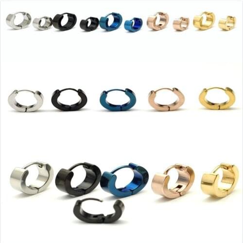 2pcs 3,4mm width 7,9mm diameter Women Men cartilage Earring Simple Ear Jewelry Stud Earrings Round Small Circle Punk earrings