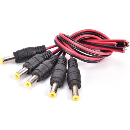 5Pcs/lot 5.5x2.1mm 12V Female/ Male DC Power Socket Jack Plug Connector Cable 27.5cm Max Current Rating 5A Power Rating 60W