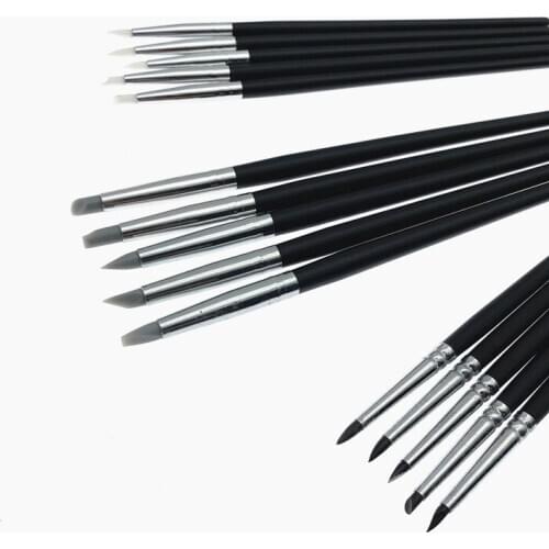 5Pcs Dental Resin Brush Pens Dental Shaping Silicone Tooth Tool For Adhesive Composite Cement Porcelain