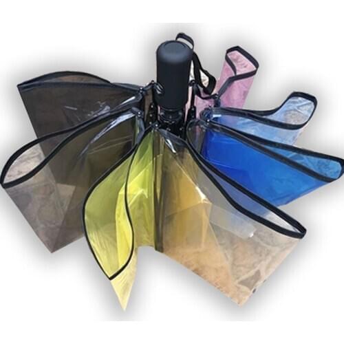 Automatic Folding Transparent Colorful Umbrella Auto Big Clear Durable Portable Wind Resistant Parasol for Women and Kid