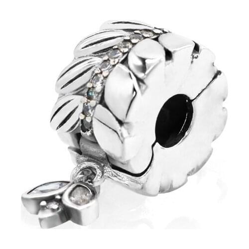 Wholesale 925 Sterling Silver Beads Plain Silver Bee Leaves Charm Fit Original Pandora Bracelets DIY Women Fashion Jewelry Gift