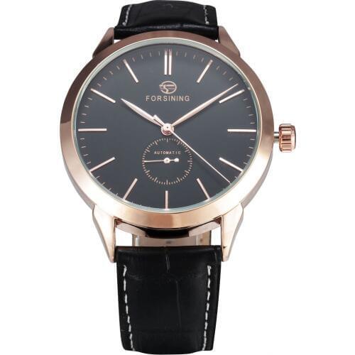 FORSINING Simple Designer Luxury Watch Rose Gold Case Mens Watches Top Brand Luxury Automatic Mechanical Watch Clock Men Montre