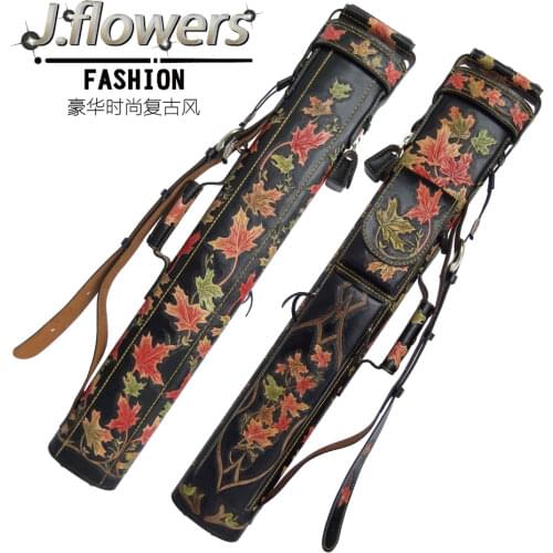 JF6-AB004 Billiard Case 6 Holes 2B4S Genuine Leather Case Top Handmade 90*13$*10cm Oval Embroidery Bag Billiard Accessories