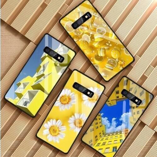 Yellow art Tempered Glass Phone Case For Samsung Galaxy S8 S9 S10 S20 PLUS J6 J8 2018 NOTE 8 9 10 Cover Shell