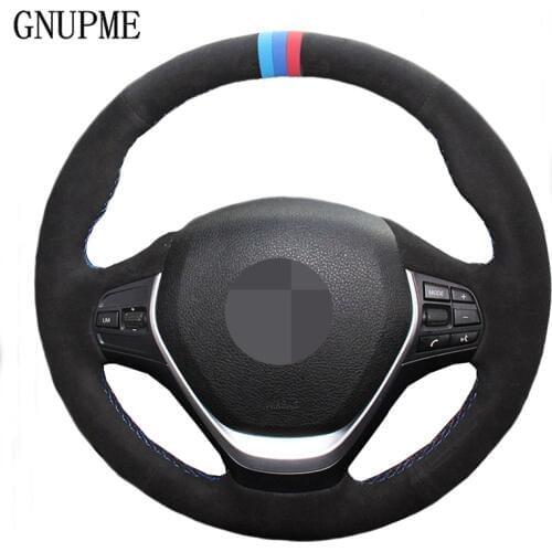 DIY Black Suede Car Steering Wheel Cover for BMW F20 2012-2018 F45 2014-2018 F30 F31 F34 2013-2017 F32 F33 F36