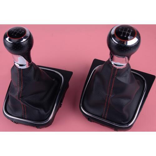 DWCX 5 6 Speed Manual Gear Lever Stick Shift Knob With Gaiter Boot Cover Car Fit For VW Golf 5 MK5 R32 GTI 2004-2008 1K0 711 113