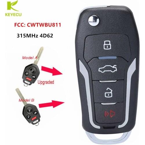 KEYECU New Upgraded Flip Remote Car Key Fob 4 Button 315MHz 4D62 for Subaru Tribeca 2011-2014 FCC: CWTWBU811