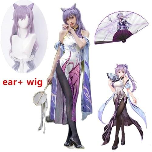 Game Genshin Impact Cosplay Costume Project Keqing COS Mona Sexy Qipao Girl Clothes Chinese Style Cheongsam Anime Women Dress
