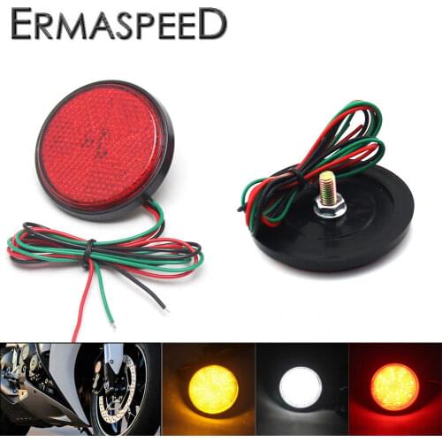 Pair Motorcycle Round LED Turn Signal Indicator Red / Amber / White Light Reflectors Universal for Motorbike Dirt Bike E-bike