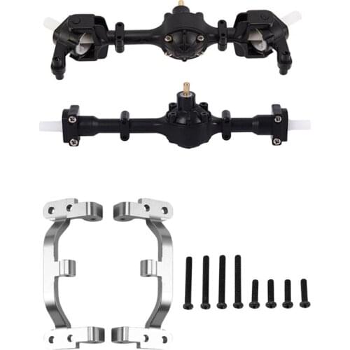 1Pair Metal Pull Rod Base Seat for WPL C14 C24 C14K C24K 1/16 RC Car & 2Pcs Metal Gear Front & Rear Axle Bridge