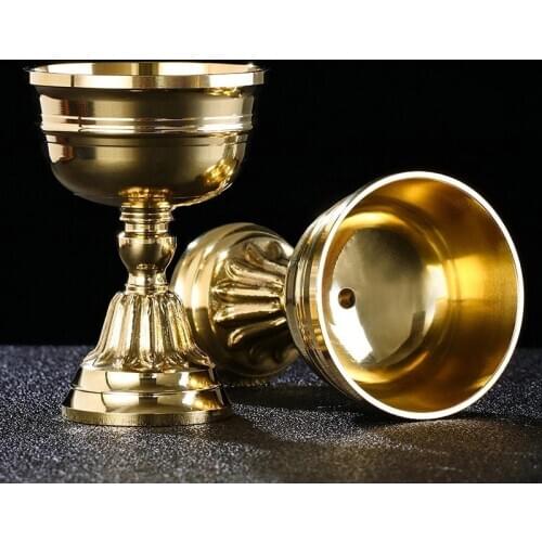 Mini Hand Buddhism Brass Type Candle Cup Collection Romantic Flower Golden Candlestick Wedding Bar Dinner Home Table Decoration