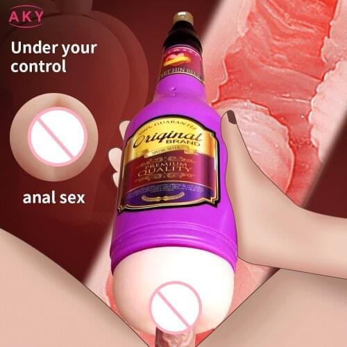 Soft Ora Pussy Real Vagina Masturbation Cup Sex Toys for Men Gift Manual Male Masturbator Erotic Adult Portable Beer Bottle