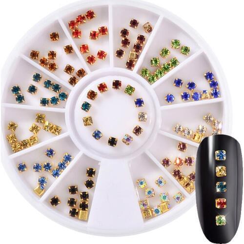 New 1 Box Colorful Nail Art Decorations Shiny Clasped Crystal Rhinestones Jewelry DIY 3D Manicure Accessory Tools