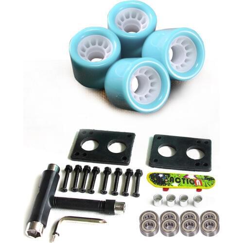 New Longboard Wheels Set 70mm 78A Colorful PU Skateboard Wheels Transparent With Riserpad And Bearing Bolts Screws