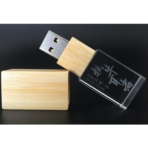 New creative Custom LOGO Wooden Wood Crystal USB 2.0 Memory Flash Stick Pen Drive 4GB 8GB 16GB 32GB wedding gift thumb drive