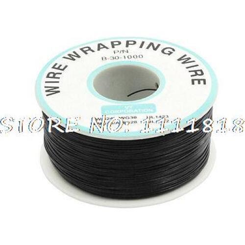 PCB Solder Flexible P/N B-30-1000 30AWG Wire Cable Wrapping Wrap 200M Black