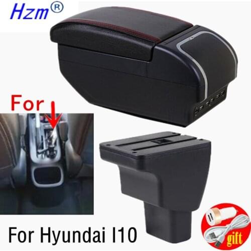 Car Armrest box For Hyundai I10 Rotatable Center Centre Console Storage Box with USB interface decoration accessories