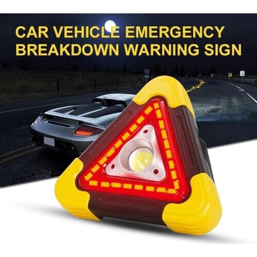 Portable Flashing Light On Hand Triangle Warning Sign Triangle Car LED Work Light Road Safety Emergency Breakdown Alarm Lamp