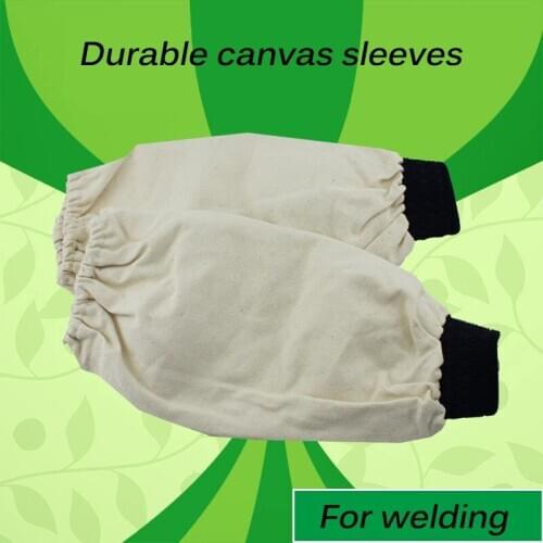1 Pair Welding Arm Sleeves Flame Retardant Cotton Canvas Protection Elastic Wrist 40cm Welder Tool Welding Worker Sleeve