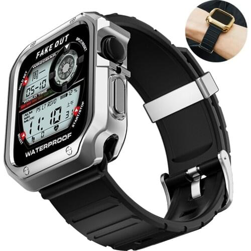 TPU Case+Strap For Apple Watch 6 5 Band 40mm 44mm 42mm/38mm Accessories Soft Silicone Bracelet rubber loop for iWatch 5 4 3 6 SE