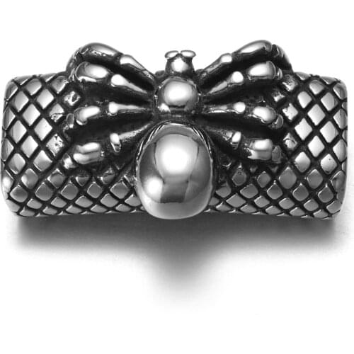 316L Stainless Steel Slider Beads Spider Polished 12x6mm Hole Bead Slide Charm Accessories for DIY Bracelet Jewelry Making