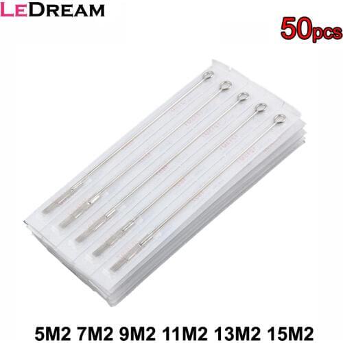 50PCS/Lot Disposable 5M2 7M2 9M2 11M2 13M2 15M2 Sterilized Round Magnum Curved Tattoo Needles Tattoo Supply For Machine Gun Grip