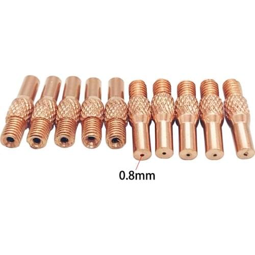 0.8mm Welding Gun Contact Tips For MIG Spool Gun Push Pull Feeder Torch 10pcs Tip Gas Nozzle Welding Torch Contact Contact Tip